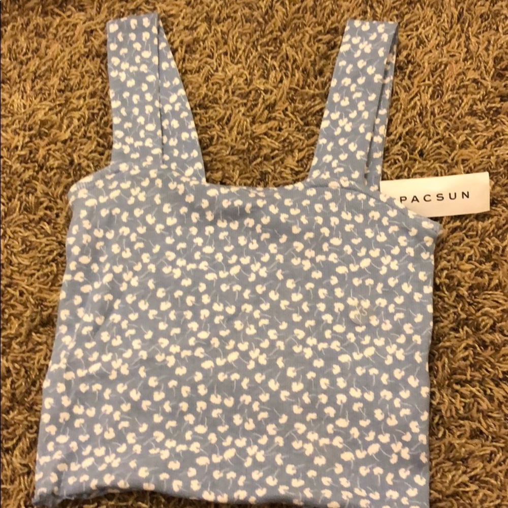 PACSUN RIBBED PASTEL BLUE CROP
